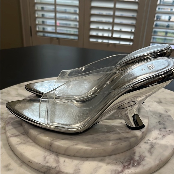 Zara Vinyl Silver Wedge Sandal - Picture 5 of 9
